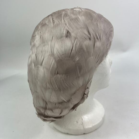 Vintage Taupe Gray Feather Hat Yugoslavia Millinery Cocktail Cap Women\'s Formal main image 11